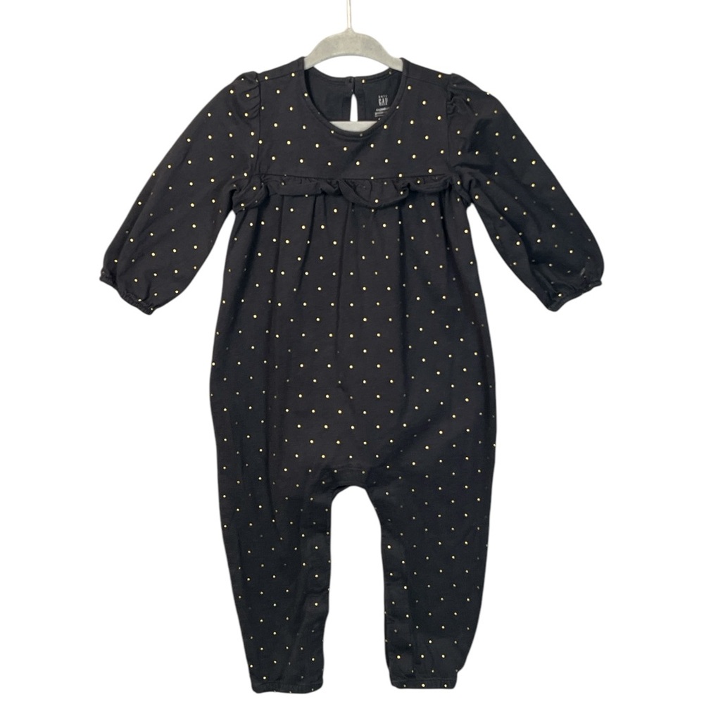 Baby‎ GAP Girl Organic Cotton Footless Romper One-Piece Snap Black, Size 18-24M